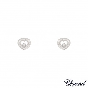 Chopard White Gold Happy Diamond Heart Earrings 83/2936-20